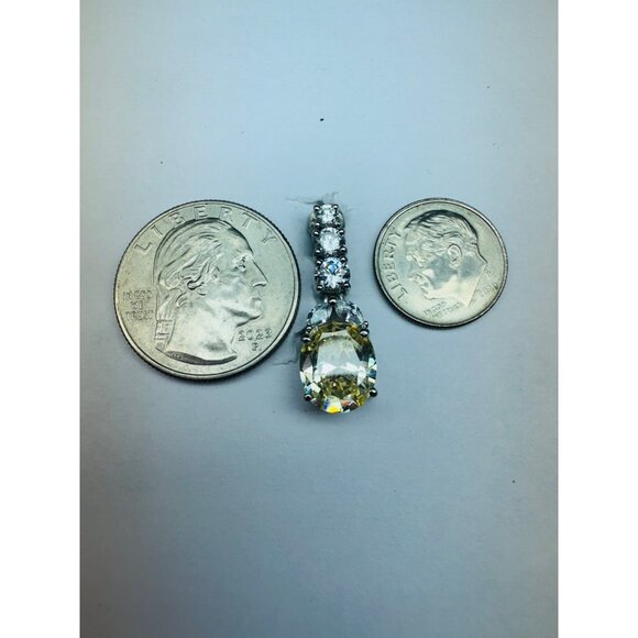 Estate Yellow & White Cubic Zirconia Drop Dangle Earrings 925 Silver 6.40g - Picture 6 of 11